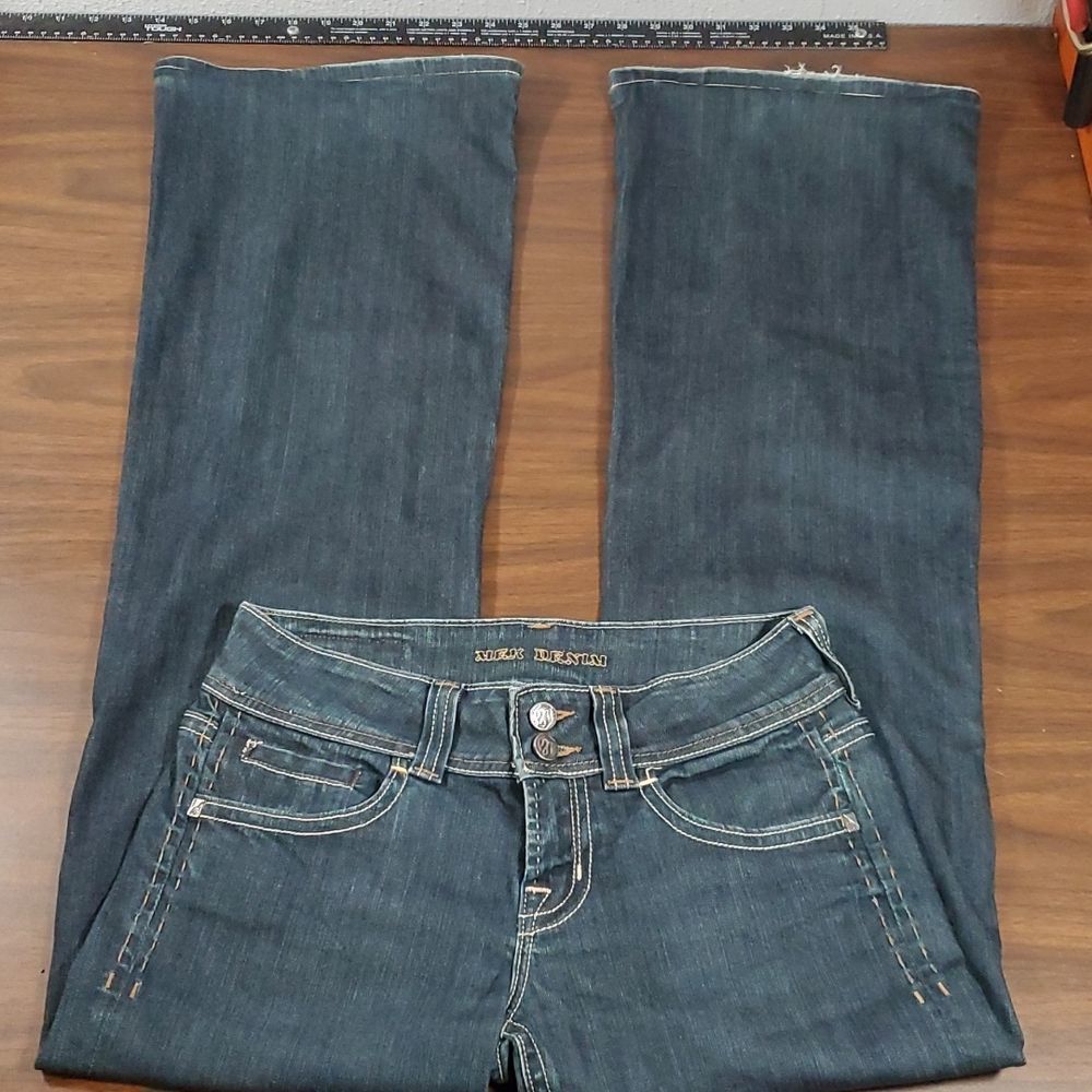 Mek Denim Seattle Flare‎ Bell Bottom Flap Pockets Wide Leg Jeans 27" x 34"